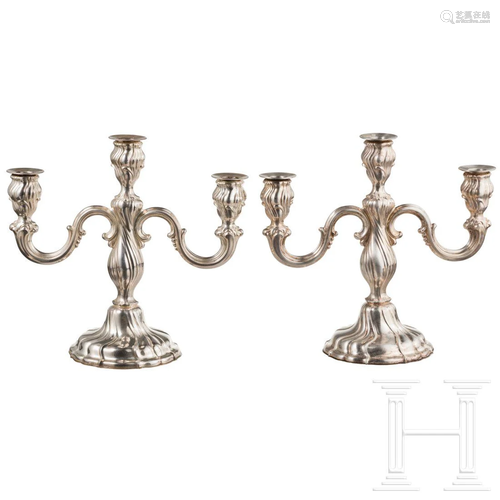 A pair of German silver candlesticks, mid-20th century