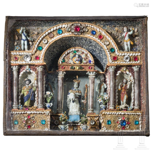 A rare French Louis XIII house altar of glass, Nevers,