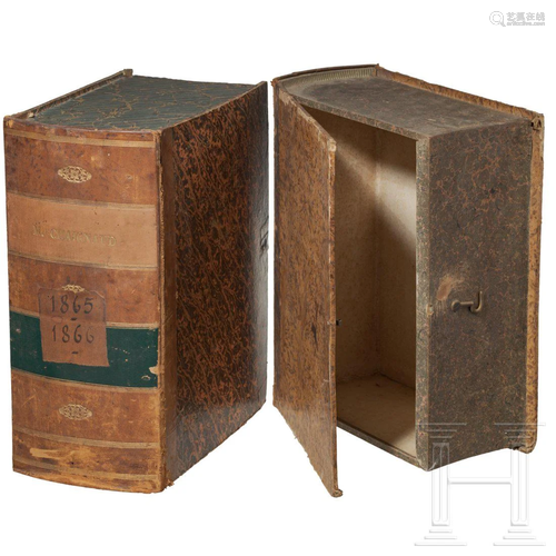 Two French secret boxes in the shape of books, circa