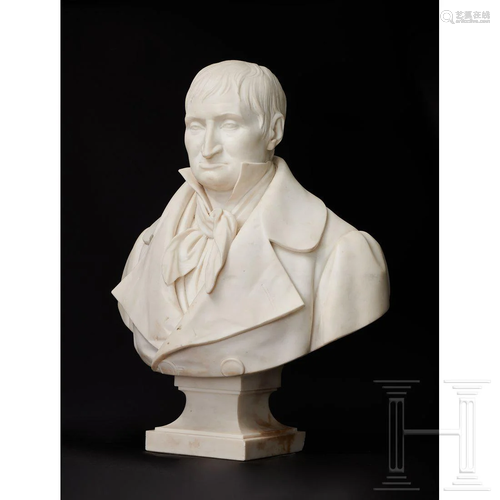 A French life-sized marble bust of a gentleman,