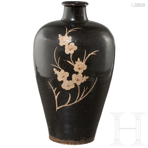 A Jizhou vase with flowering plum, 13th - 14th century