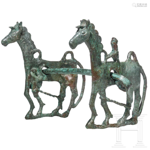 A bronze horse's bit, Luristan, 8th century B.C.