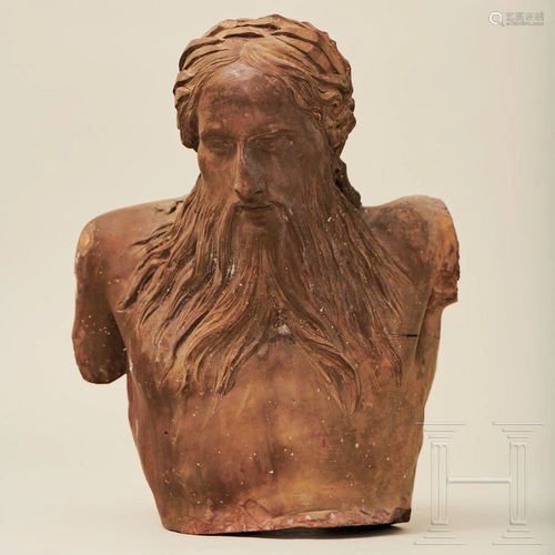 A French terracotta bust of a river deity, 1st half of