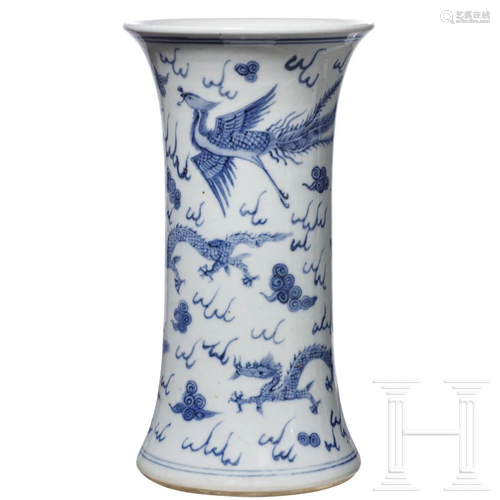 A Chinese blue and white vase, 19th - early 20th