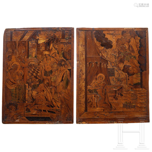 A pair of South German marquetry panels, circa 1600