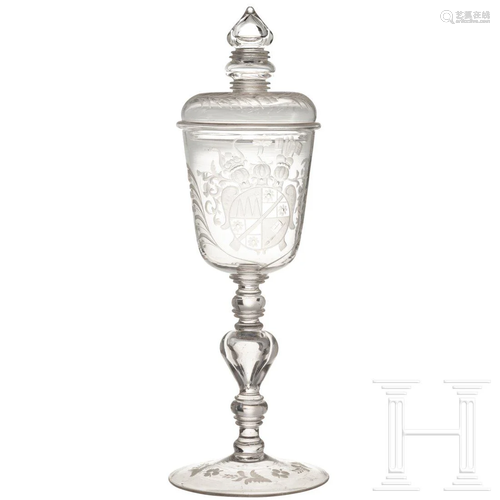 A cut glass goblet with the arms of Johann Philipp zu