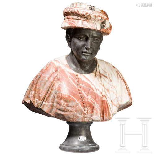 An Italian life size marble bust of an Arab, 19th/20th