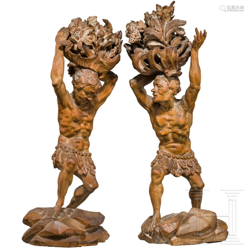 A pair of southern German figures of Native Americans,