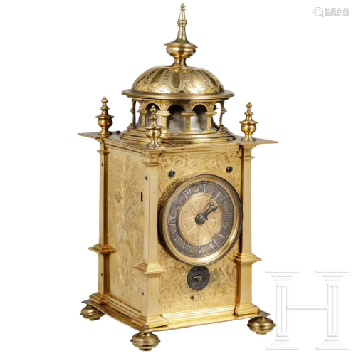 An Augsburg pinnacle clock with later clockwork by