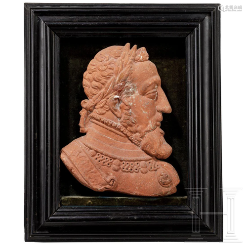 A French terracotta portrait of King Henry II, dated