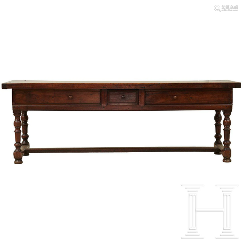 A rare, large Italian refectory table in walnut from