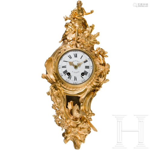 A fire-gilt Louis XV cartel clock, Dupont of Paris,
