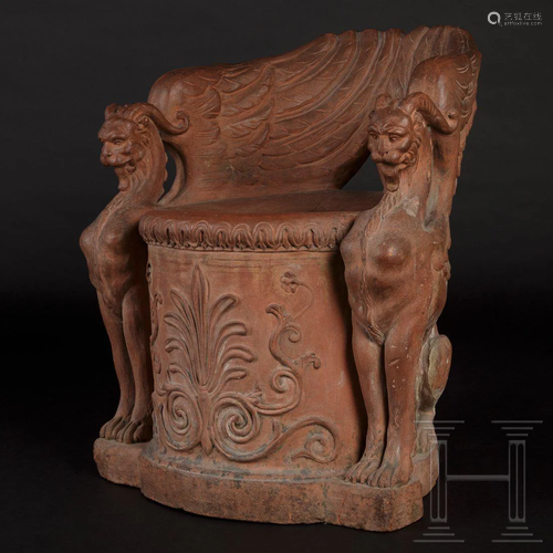 A rare original classicist terracotta-seat, Florence,