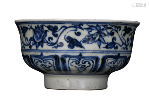 BLUE & WHITE 'QILIN AND LOTUS' BOWL