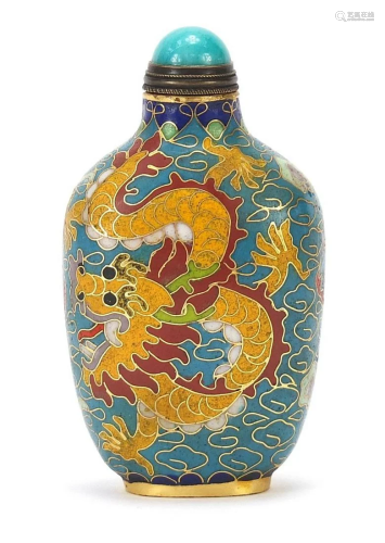 Chinese bronze and cloisonn� snuff bottle with