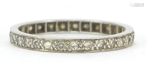 Platinum diamond eternity ring, size N, 2.1g