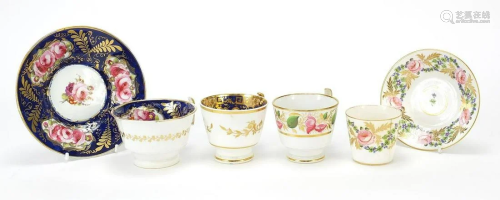 Early 19th century teaware including Derby and a cobalt
