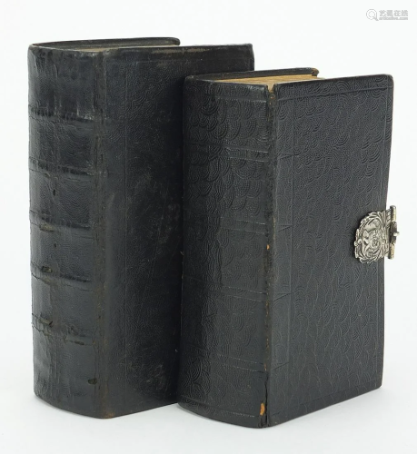 Two 19th century Dutch leather bound books with silver