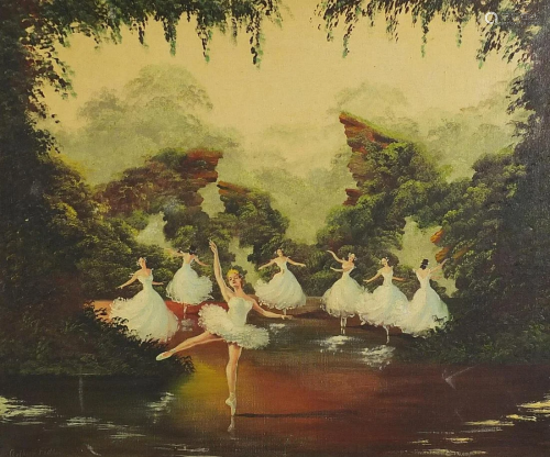 Arthur Fidier - Seven ballerinas, oil on canvas,