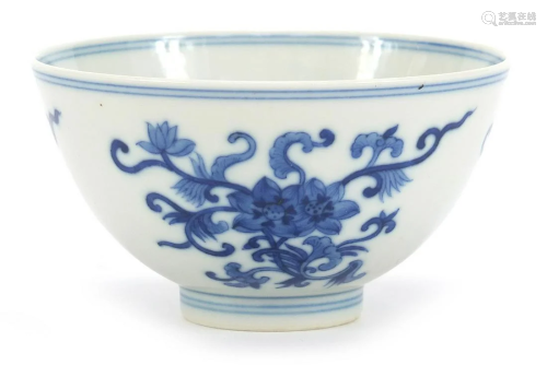 Chinese blue and white porcelain bowl hand painted with