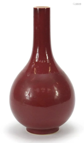Chinese porcelain bottle vase having a sang de boeuf