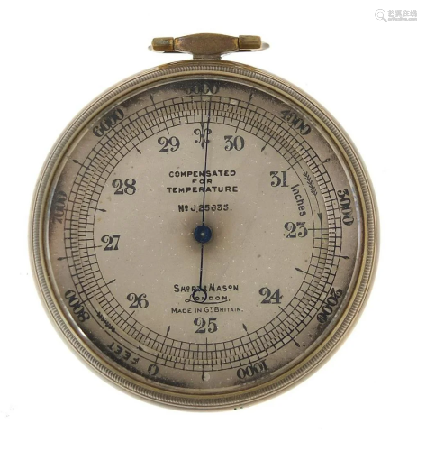 Short & Mason, brass cased compensated pocket barometer