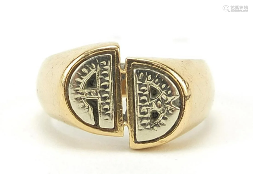 10k gold A B initial ring, housed in a Wilshire Art