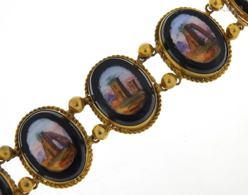 Antique Italian gilt metal and black onyx, bracelet