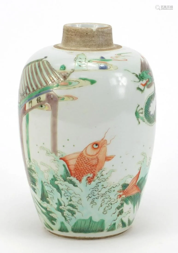 Chinese porcelain tea caddy hand painted in the famille
