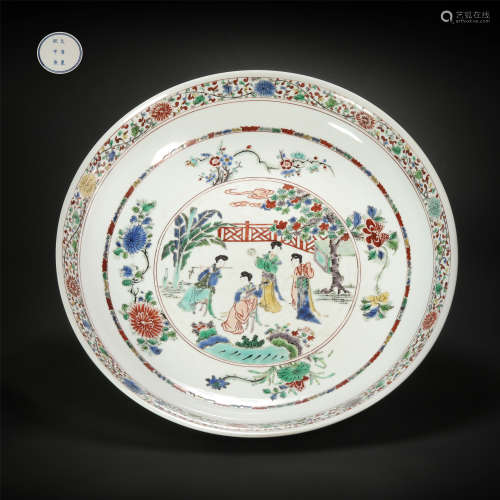 Famille Rose Plate with Human Story from Qing