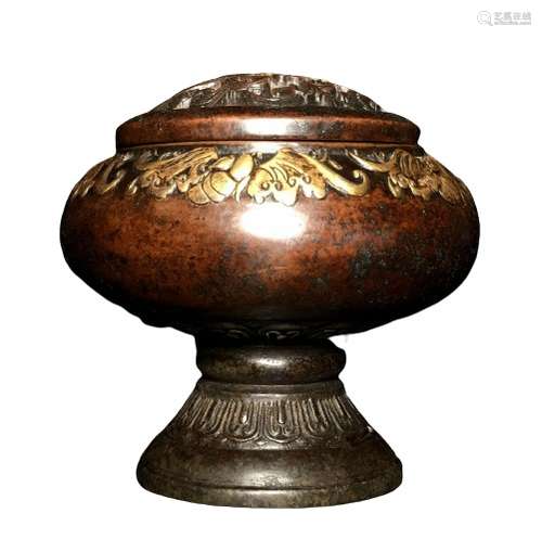 Chinese Bronze Gilt Incense Burner Censer