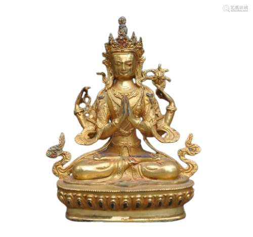 Chinese gilt bronze buddha figure