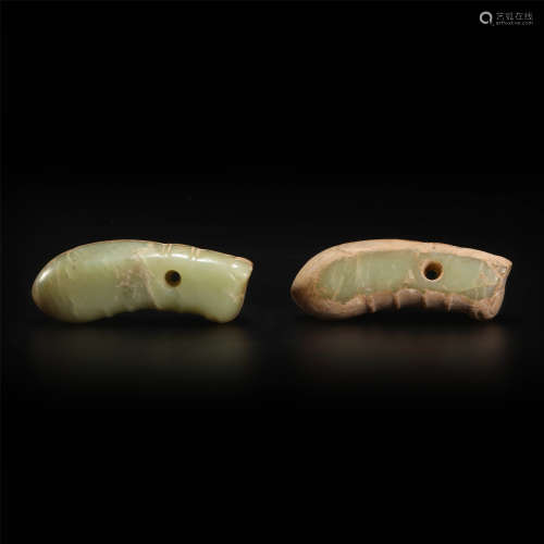 Jade Ornament in Silkworm from HongShan Culture