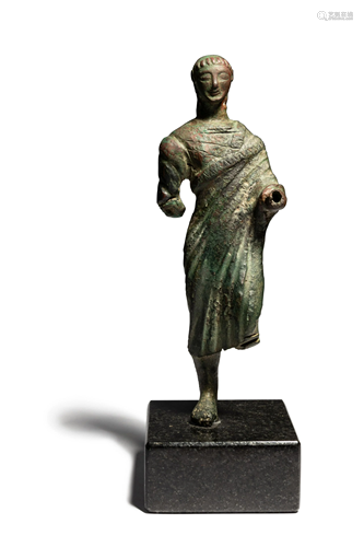 A Greek Bronze Apollo Height 6 1/4 inches.