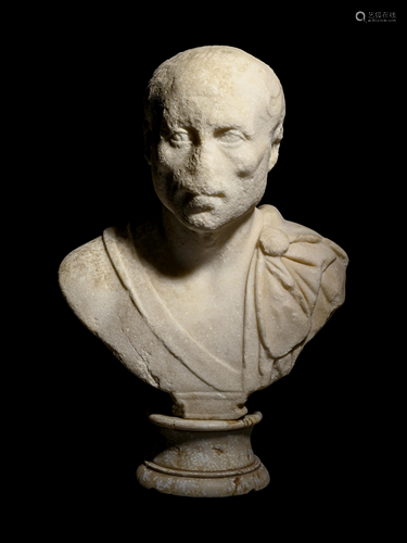 A Roman Marble Portrait Bust of a General Height 22 x