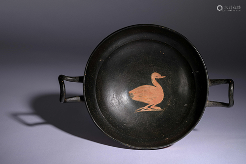 A Greek Xenon-Ware Stemless Kylix Diameter 10 inches.