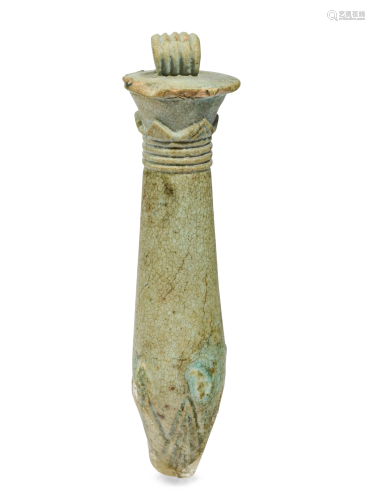 An Egyptian Faience Papyrus with Umbel Height 2 3/4