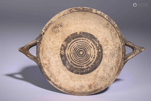 A Cypriot Bichrome Ware Dish Diameter 9 1/4 inches.