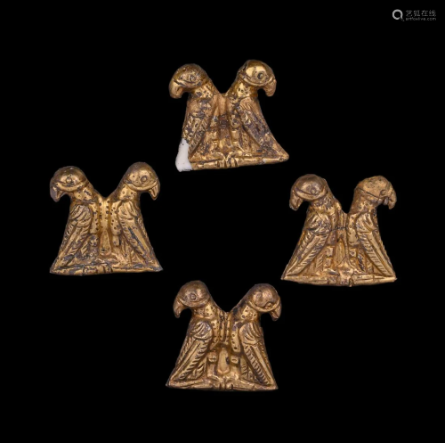 Four Thracian Gilt-Silver Double Eagle Plaques Height