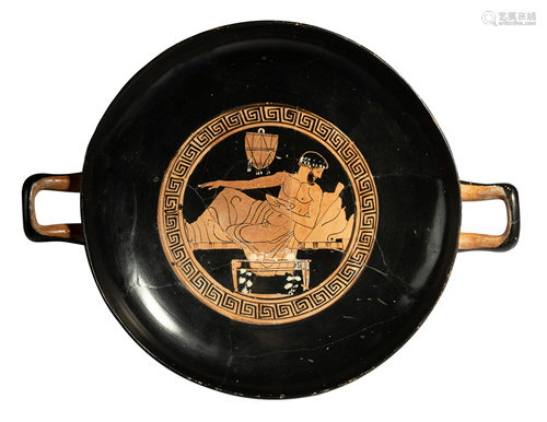 An Attic Red-Figured Kylix Width 12 inches.