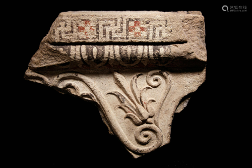 An Etruscan Painted Terracotta Relief Fragment Height