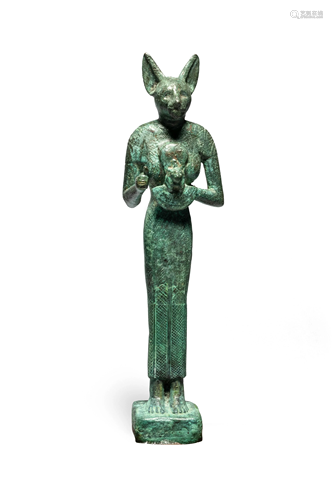 An Egyptian Bronze Bastet Height 5 1/4 inches.