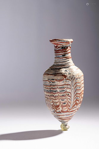 A Greek Core-Formed Glass Amphoriskos Height 5 1/4