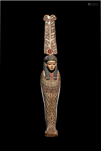 An Egyptian Painted Wood Ptah-Sokar-Osiris Height 19