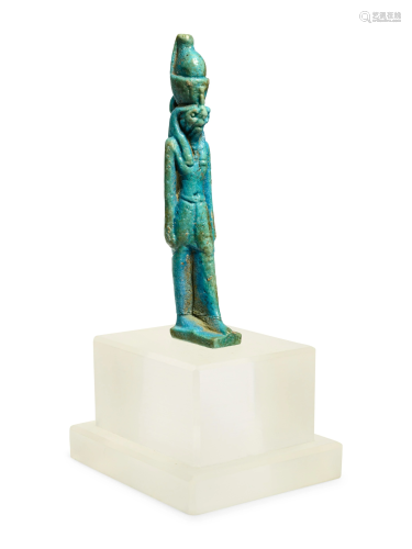 An Egyptian Faience Horus with White Crown Height 3 3/4