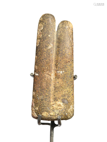 An Egyptian Slate Two-Fingers Amulet Height 3 inches.