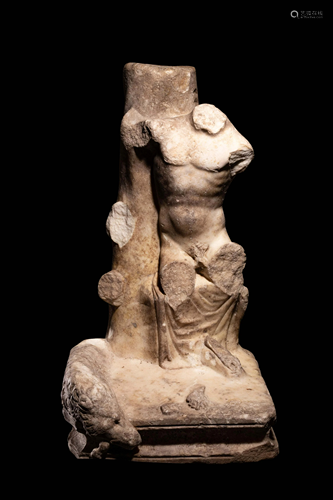 A Roman Marble Sculpture Support with a Male Torso