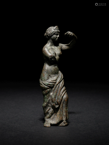 A Roman Bronze Venus Height 3 5/16 inches.