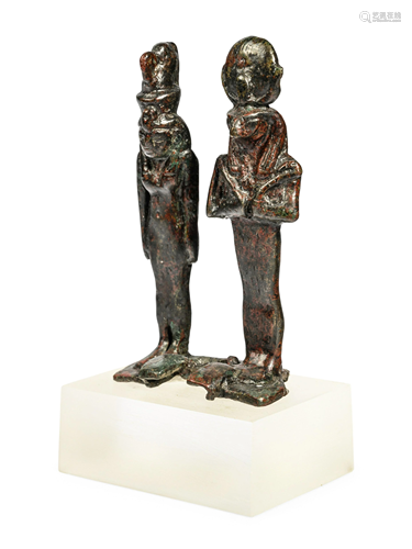 An Egyptian Bronze Dyad of Isis and Horus Height