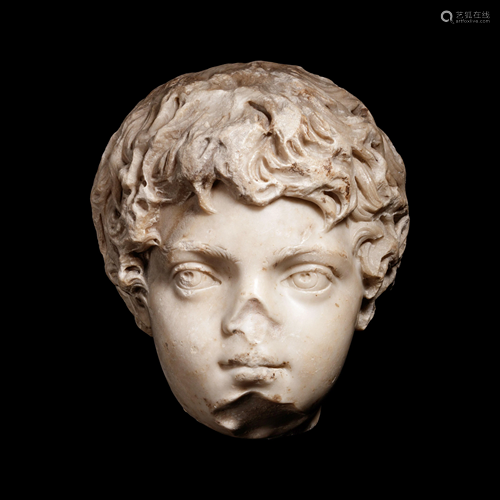 A Roman Marble Portrait Head of the Young Caracalla